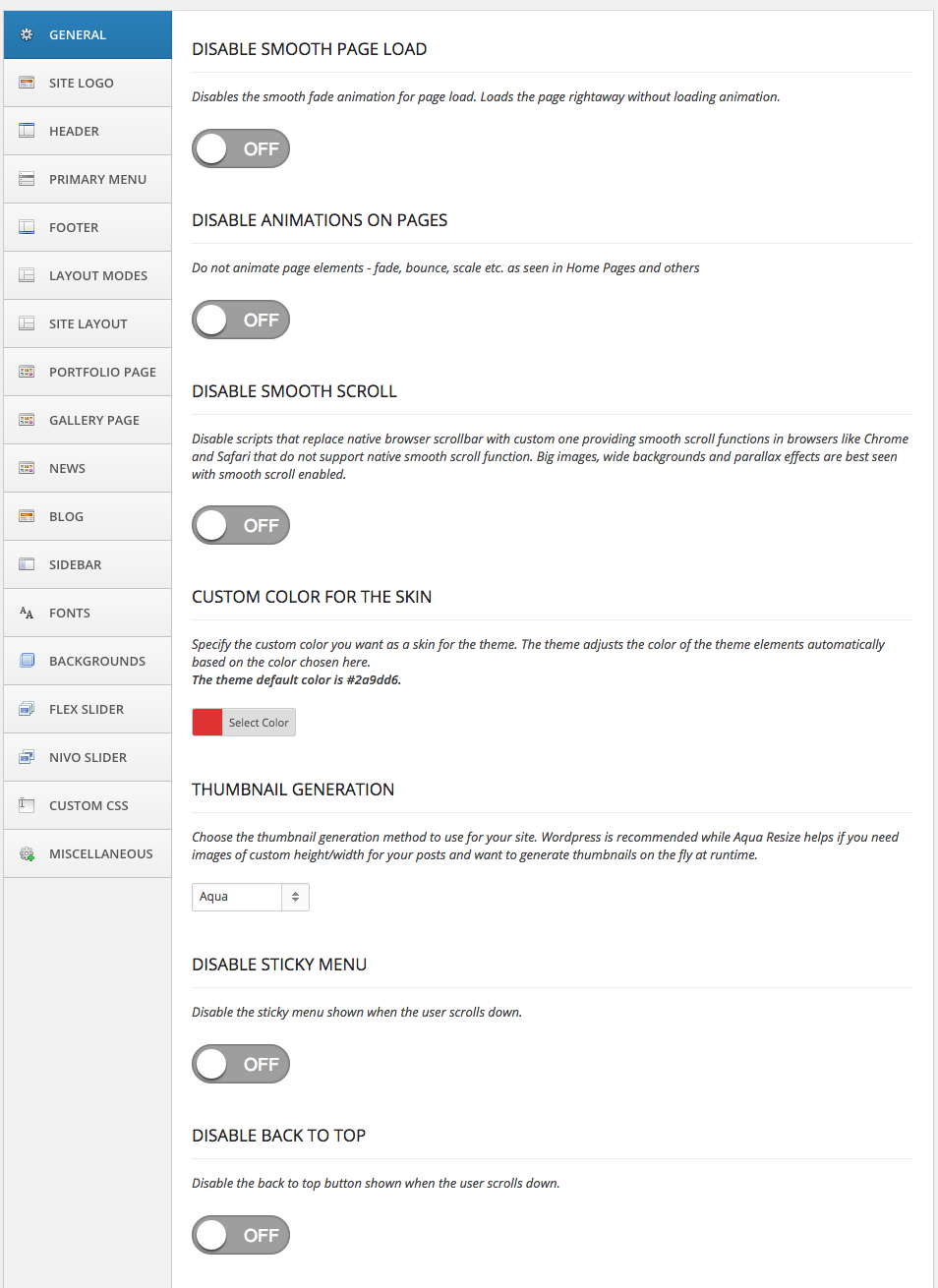 General Tab of Invent Options
