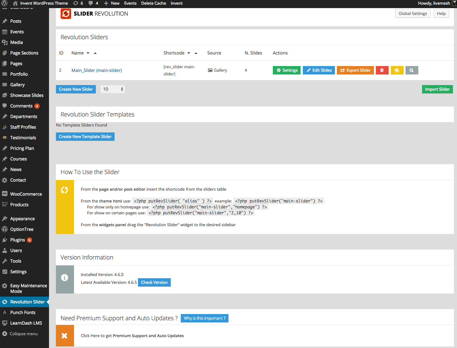 Admin Panel for Revolution Slider