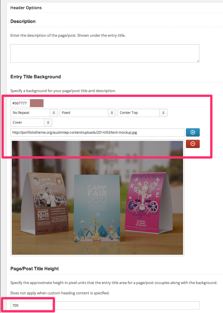 Custom Headers for Posts/Pages/Portfolio